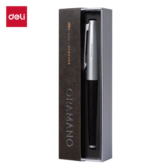 DELI A6Pro Oak Wood Grain Pull-Cap Ballpoint Pen – 0.5/0.7/1.0mm