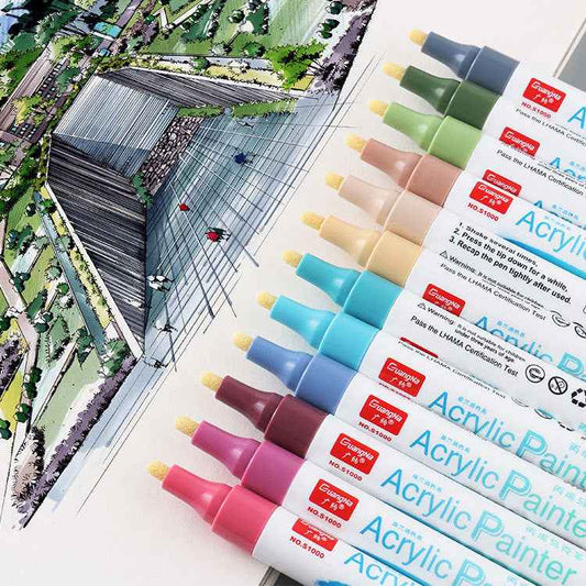 Guangna Pastel Paint Acrylic Marker Pens,3mm Medium Tip,12 Colors - TTpen