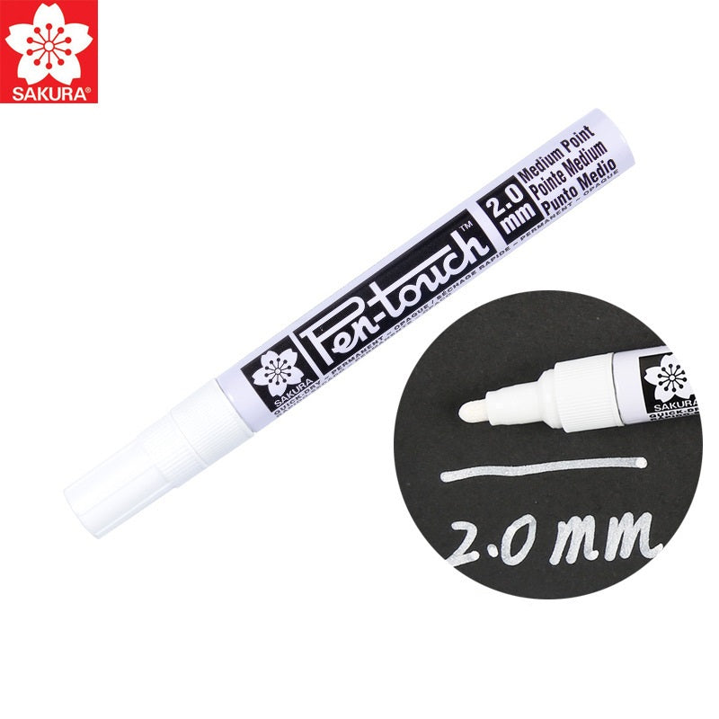 Sakura Pen-Touch Paint Marker 0.7/1.0/2.0mm White Color,4 Pack Medium 2.0mm