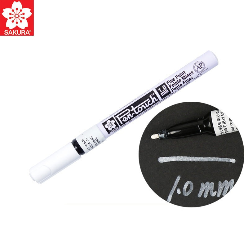 Sakura Pen-Touch Paint Marker 0.7/1.0/2.0mm White Color,4 Pack Fine 1.0mm