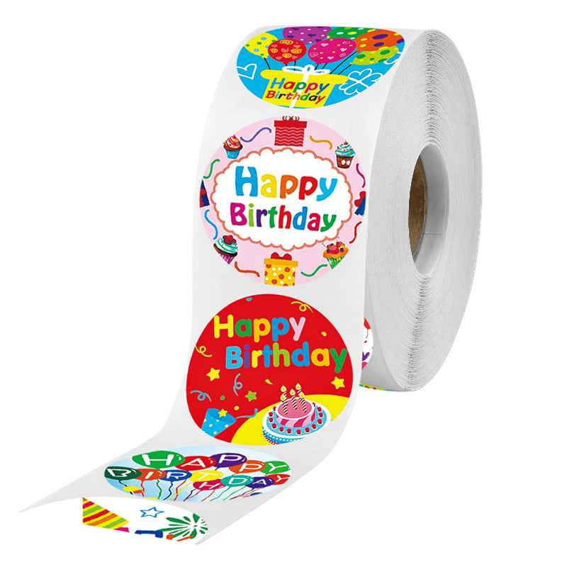 1000 Labels Happy Birthday Stickers Round 1 inch - TTpen