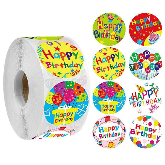 1000 Labels Happy Birthday Stickers Round 1 inch - TTpen