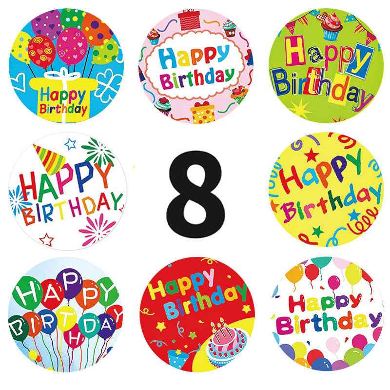 1000 Labels Happy Birthday Stickers Round 1 inch - TTpen