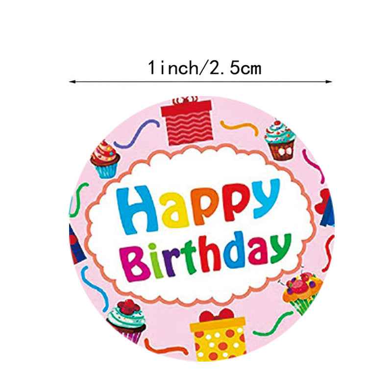 1000 Labels Happy Birthday Stickers Round 1 inch - TTpen