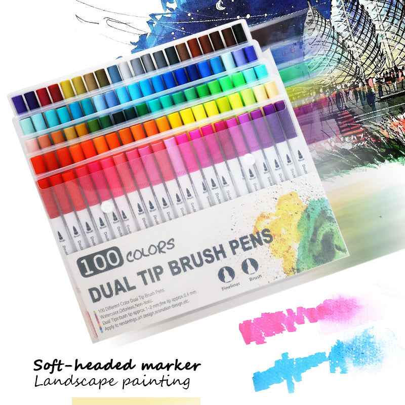 100/120/132 Colors Dual Tip Brush Art Marker Pens - TTpen