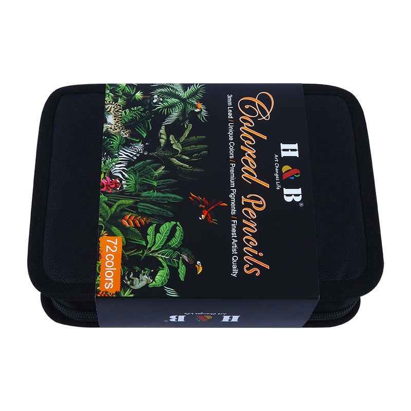 H&B 72 Colored Pencils Kit Oil Based with Zipper Storage Case - TTpen