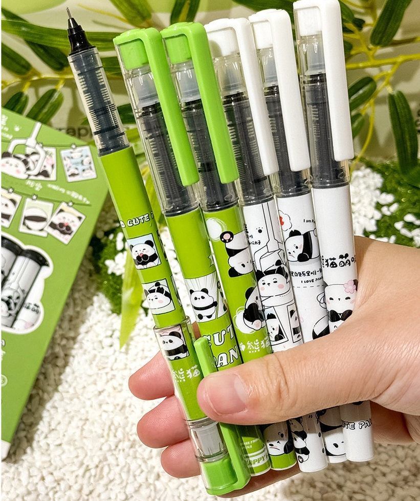 12PCS Cute Panda Rollerball Pen 0.5mm Black Liquid Ink