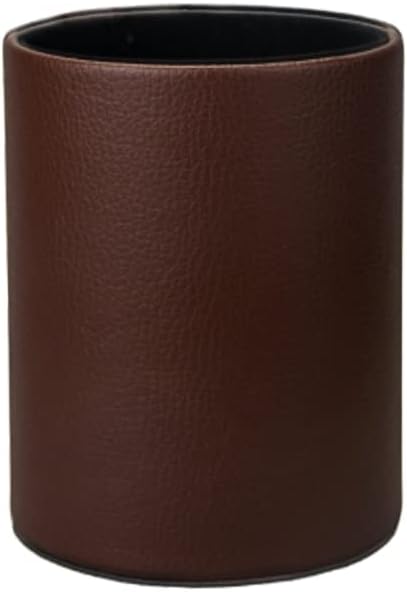 PU Leather Pen Pencil Holder Desk Organizer (3.3" x 3.3" x 4")