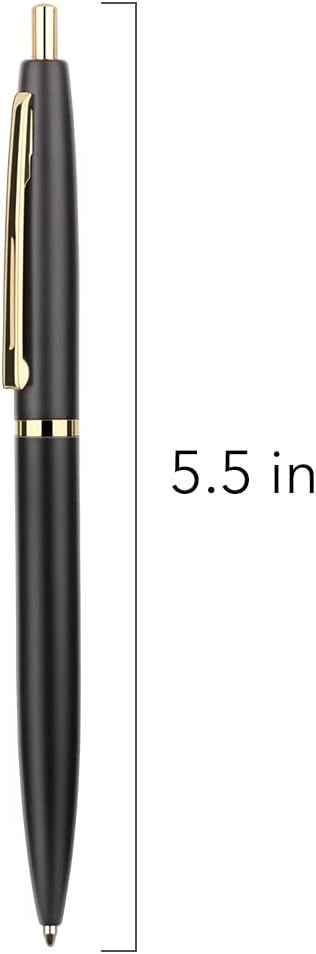6 Pack Gold Click Ballpoint Pens - Black ink Medium Point - TTpen