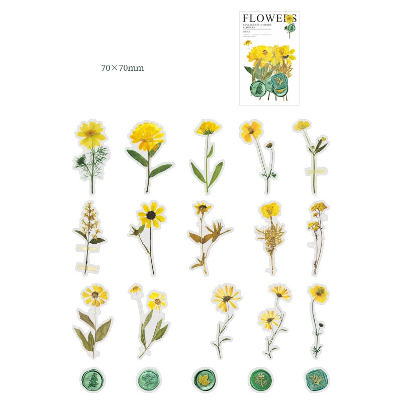320-Piece Vintage Botanicals PET Sticker Pressed Flower & Wax Seal