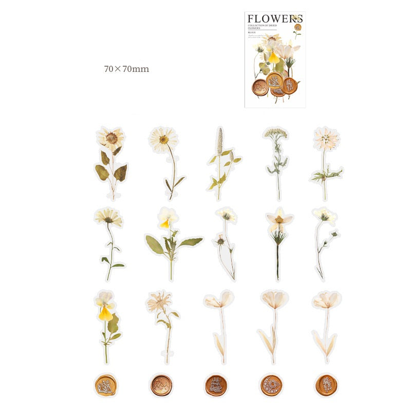 320-Piece Vintage Botanicals PET Sticker Pressed Flower & Wax Seal