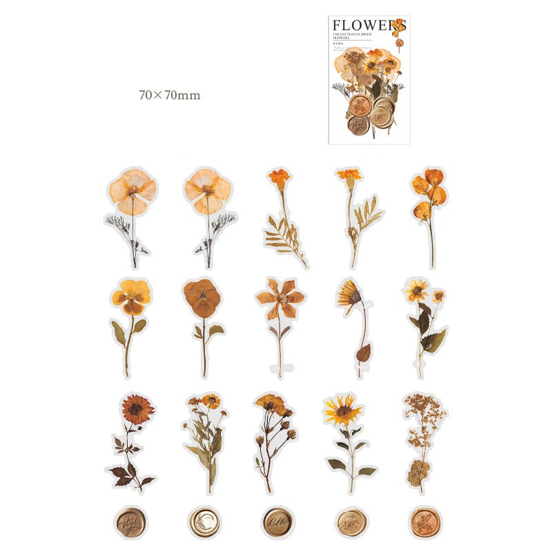 320-Piece Vintage Botanicals PET Sticker Pressed Flower & Wax Seal