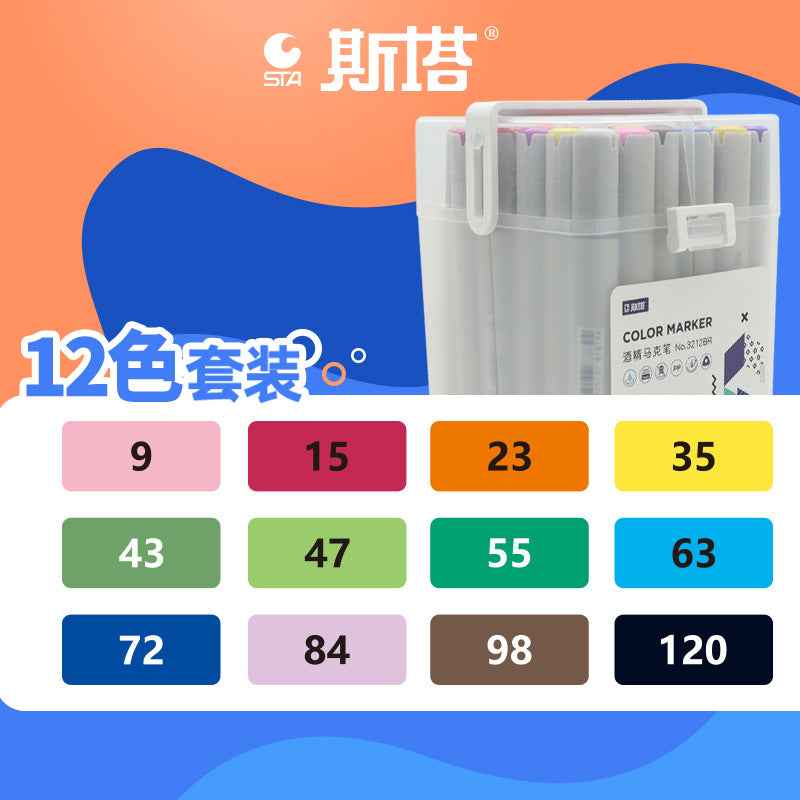 STA Alcohol Art Markers 12/60/80/108 Color Chisel & Brush Tip - TTpen