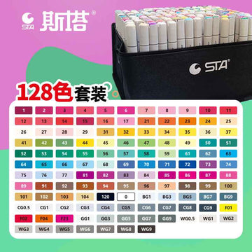 STA Alcohol Art Markers 128/168 Color Chisel & Brush Tip with Carrying Bag - TTpen