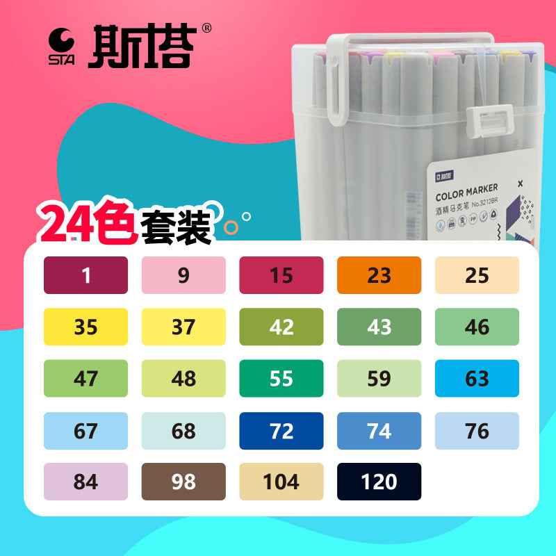 STA Alcohol Art Markers 12/60/80/108 Color Chisel & Brush Tip - TTpen
