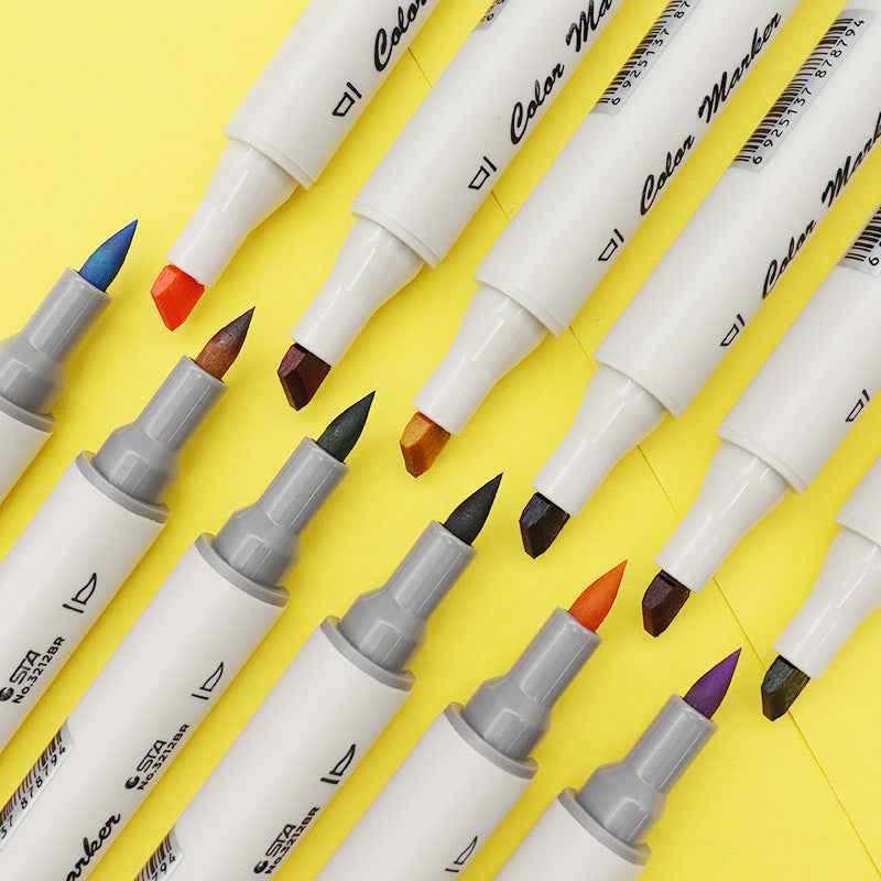 STA Alcohol Art Markers 128/168 Color Chisel & Brush Tip with Carrying Bag - TTpen