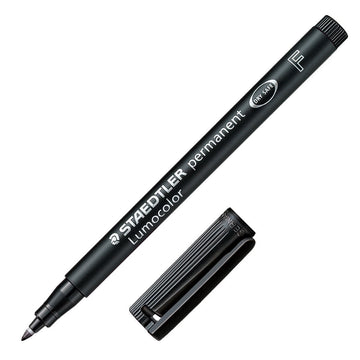 Staedtler Lumocolor 318F Permanent Markers Fine Tip 0.6mm,4 Pack Black