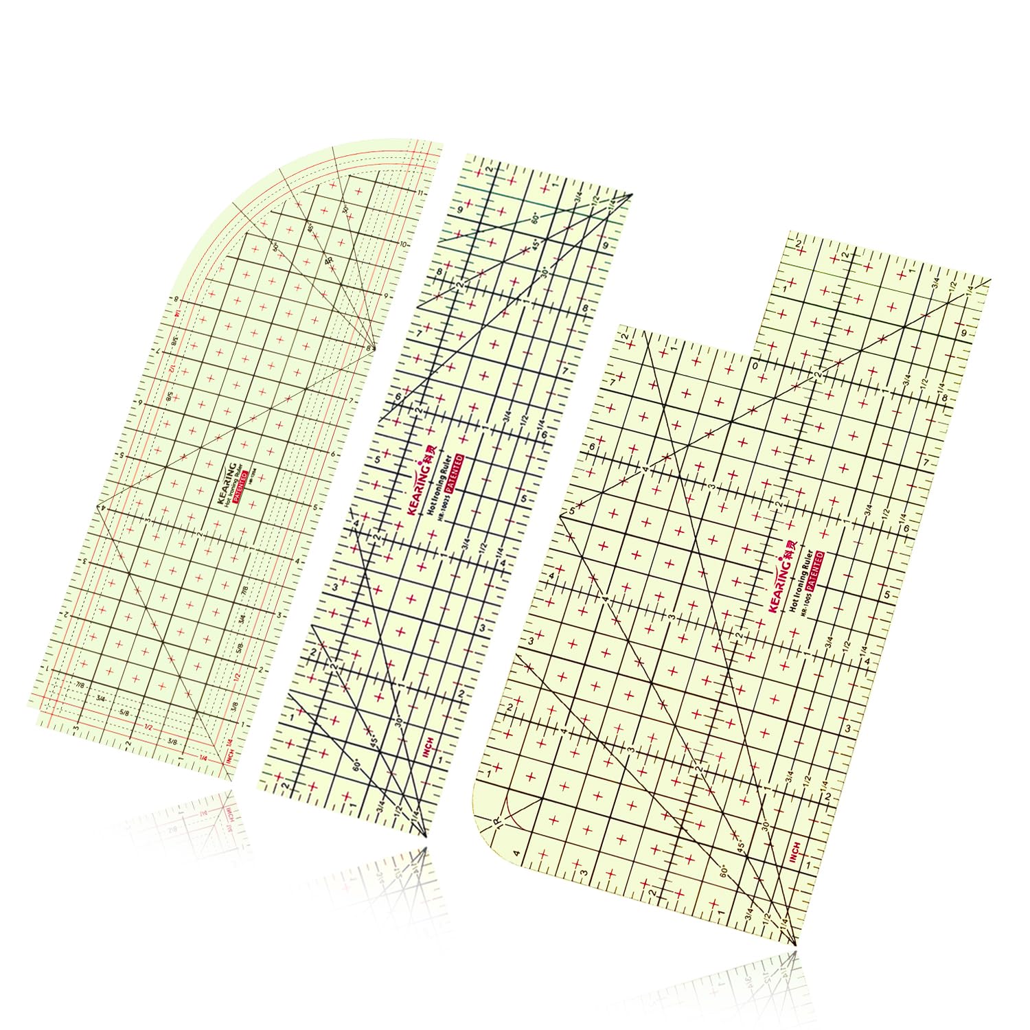 Hot Hem Ruler for Sewing,Heat Resistant Non-Slip Hot Ironing Ruler 3HR(1204+1005+10025)