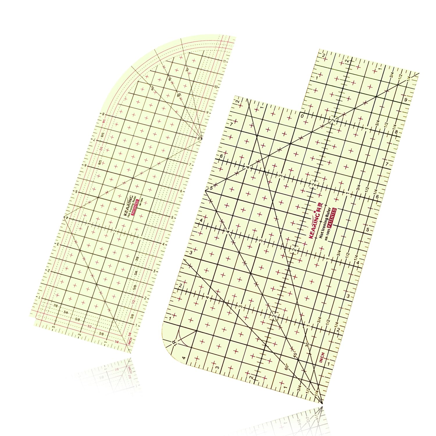 Hot Hem Ruler for Sewing,Heat Resistant Non-Slip Hot Ironing Ruler HR1005+HR1204