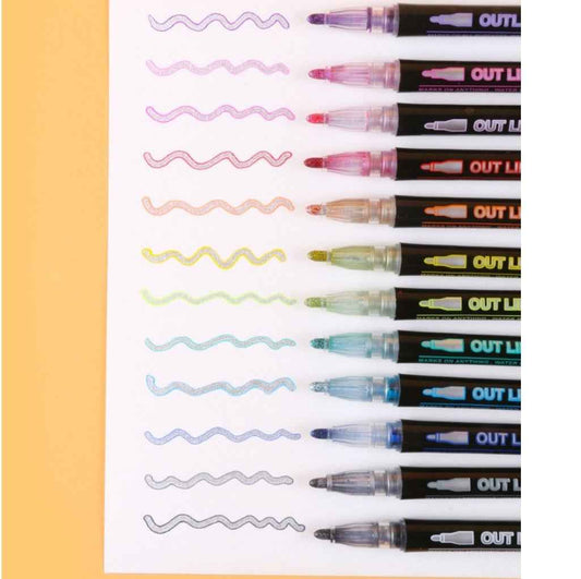 GIORGIONE Double Line Outline Marker Pens,8/12/24 Colors - TTpen