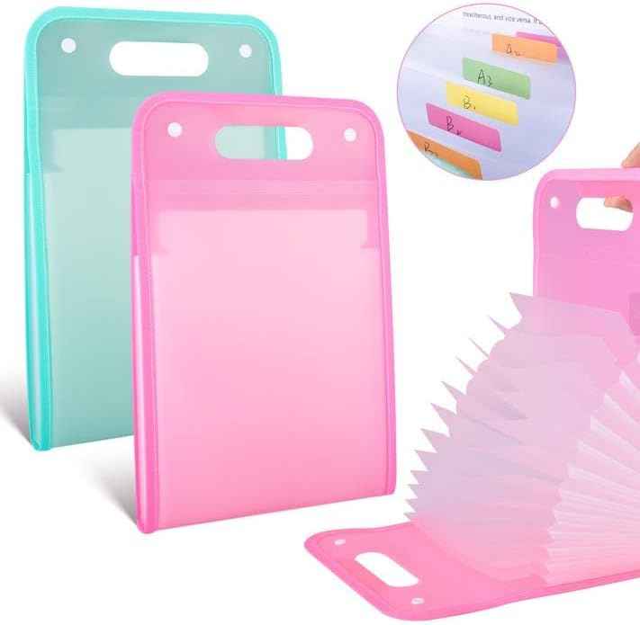 2Pcs A4 Vertical File Folder,13 Pockets Plastic for Classroom,Home,Office - TTpen