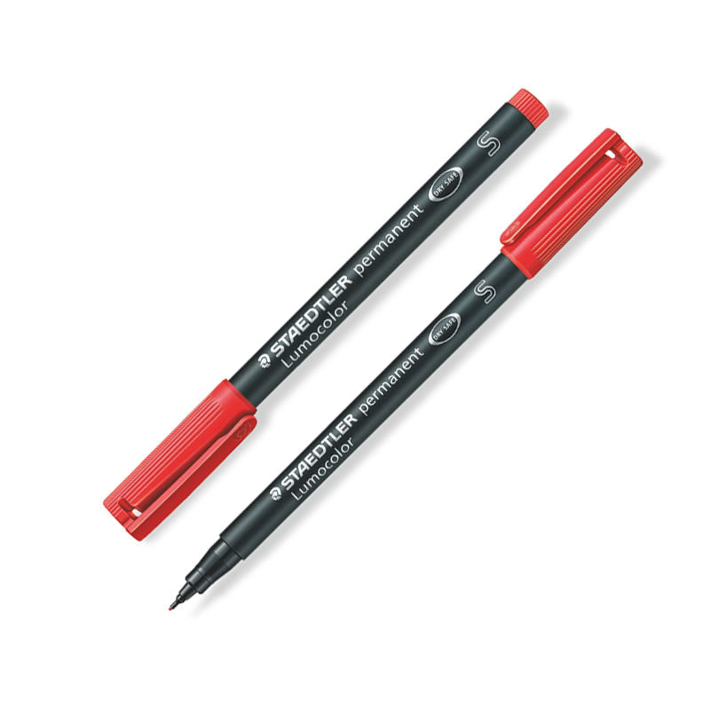 Staedtler Lumocolor 313S Permanent Markers SuperFine Tip 0.4mm,4 Pack Red