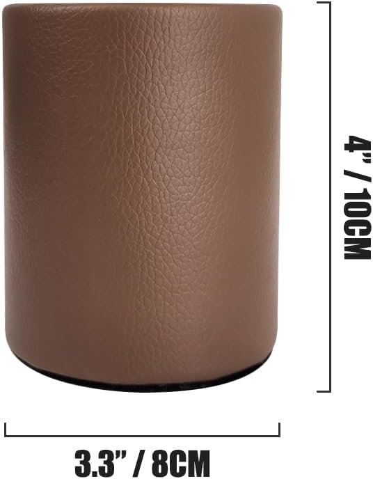 PU Leather Pen Pencil Holder Desk Organizer (3.3" x 3.3" x 4")