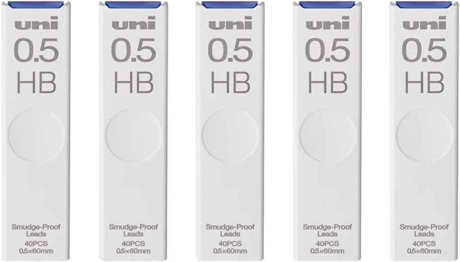 Uni Pencil Smudge-Proof Leads,0.5mm HB,40 Leads x 5 Pack - TTpen