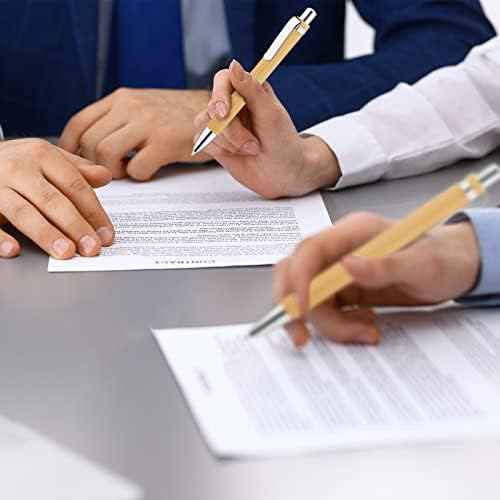 150Pcs Bamboo Ballpoint Pens Wooden Retractable Ballpoint Pen Bamboo Black Ink 1mm Pen Wood Sustainable Pens for Men Women Employee Writing Signature Journaling Home Office School - TTpen