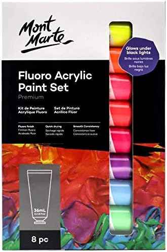 Mont Marte Fluoro Acrylic Paint Set,8 Colors,36ml Tube - TTpen