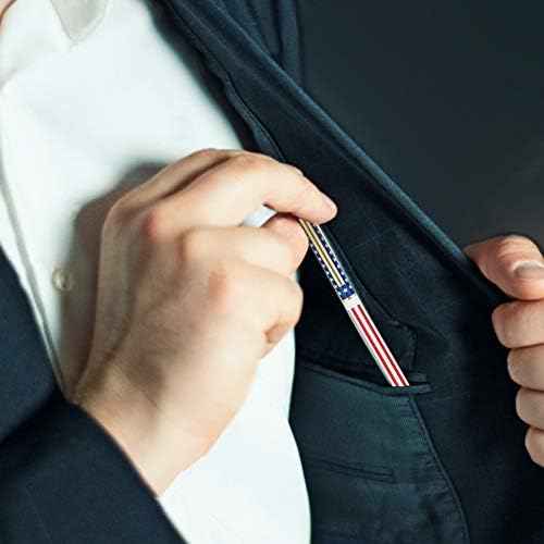 6pcs Slim Metal Retractable Ballpoint Pens,Silver Gold Patriotic American Flag - TTpen