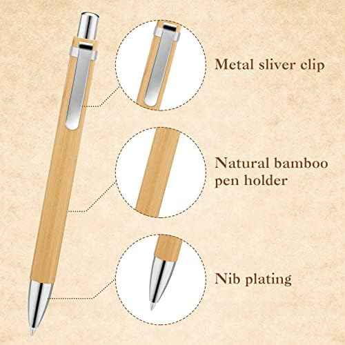 150Pcs Bamboo Ballpoint Pens Wooden Retractable Ballpoint Pen Bamboo Black Ink 1mm Pen Wood Sustainable Pens for Men Women Employee Writing Signature Journaling Home Office School - TTpen