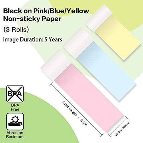 Colorful Thermal Paper 53mm x 6.5m for Phomemo M02/M03 Pocket Printer - TTpen
