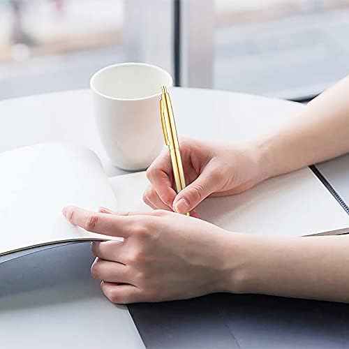 6 Pack Gold Click Ballpoint Pens - Black ink Medium Point - TTpen