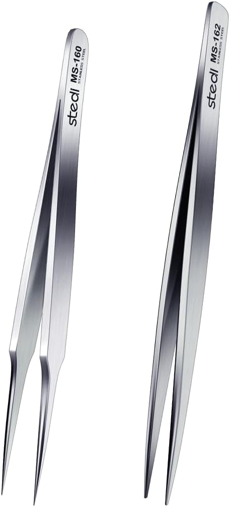 Stedi 2PCS Precision Tweezers Set Pointed & Flat for Model Hobby Making - TTpen