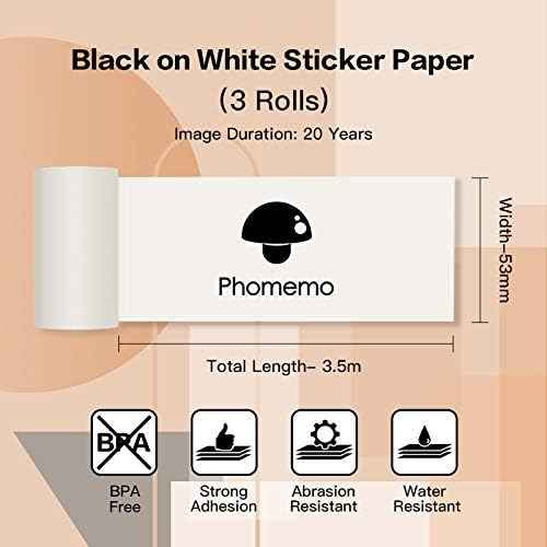 Sticker Thermal Paper for Phomemo M02 M03 Printer White 50mm x 3.5m - TTpen