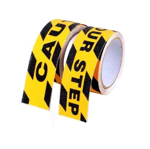 Black Yellow Anti Slip Safety Tape Printed"Watch Your Step CAUTION“