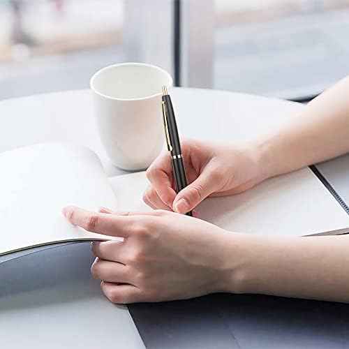 6 Pack Gold Click Ballpoint Pens - Black ink Medium Point - TTpen