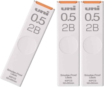Uni Pencil Smudge-Proof Leads,0.5mm 2B,40 Leads 3 Pack - TTpen