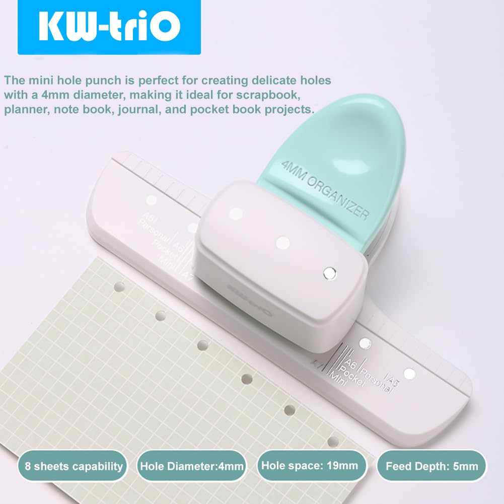 KW-triO 3 Hole Paper Punch 4MM Diameter Hole Puncher