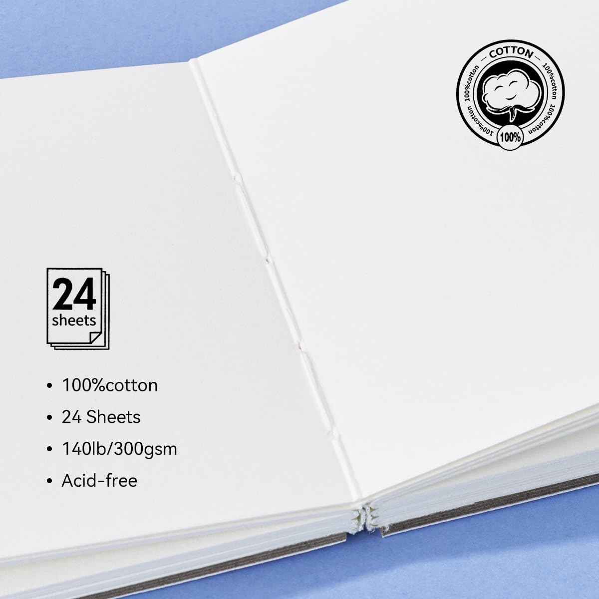 POTENTATE 2 Pack Square Cotton Hot Press Watercolor Paper 10x10cm - TTpen