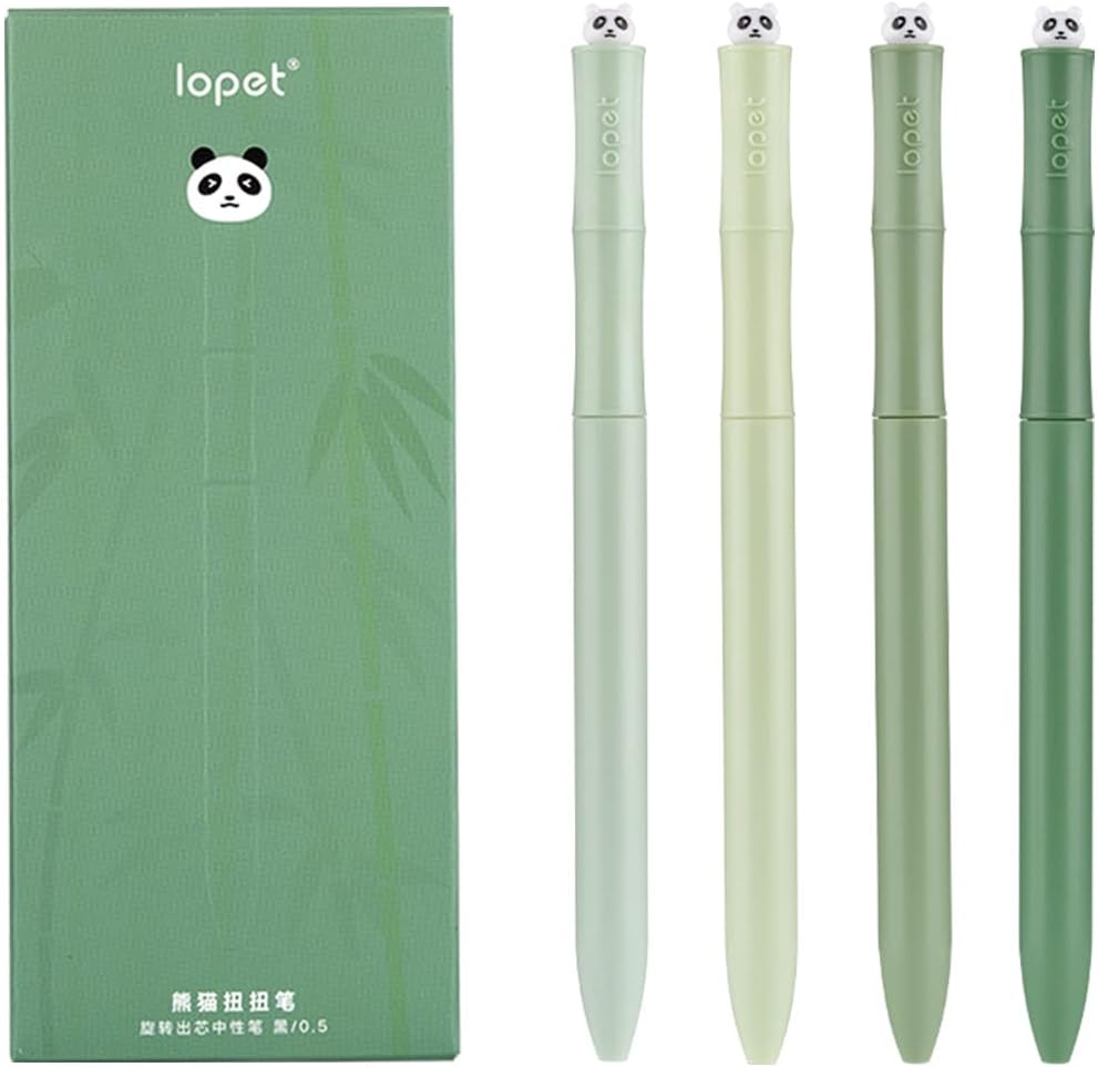 LOPET 4Pcs Panda Twist Gel Pens 0.5MM Black Ink