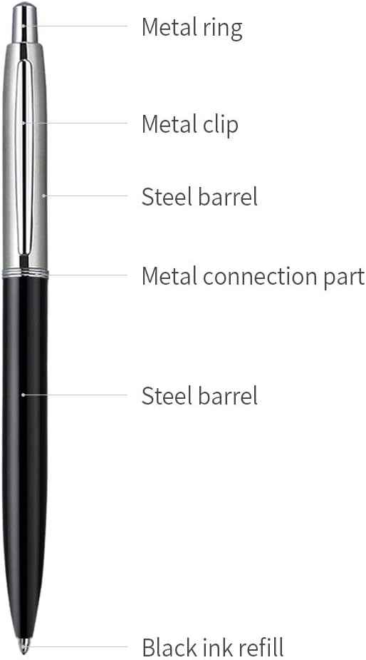 3Pcs Retractable Stainess Steel Metal Ballpoint Pens,6 Replaceable Refills - TTpen