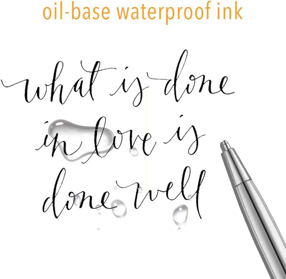 Slim Stainless Steel Retractable Ballpoint Pens,6 Pack-Black ink - TTpen