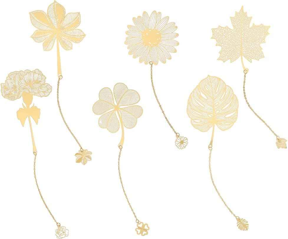 6 Pack Metal Bookmarks with Chain,Golden Hollow - TTpen