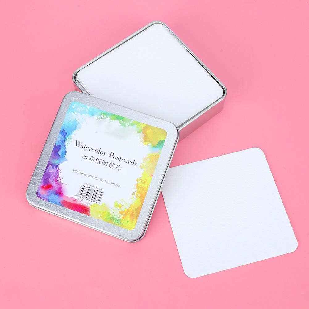 Watercolor Postcards,Paper Craft Art Supplies (Square Tin Box 24 Sheet) - TTpen