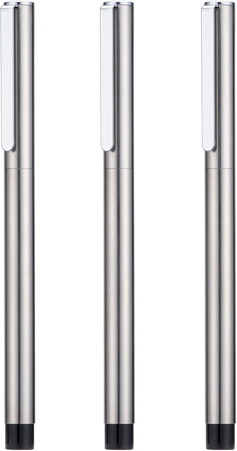 3PCS Jinhao 65 Silver Black Fountain Pen Set