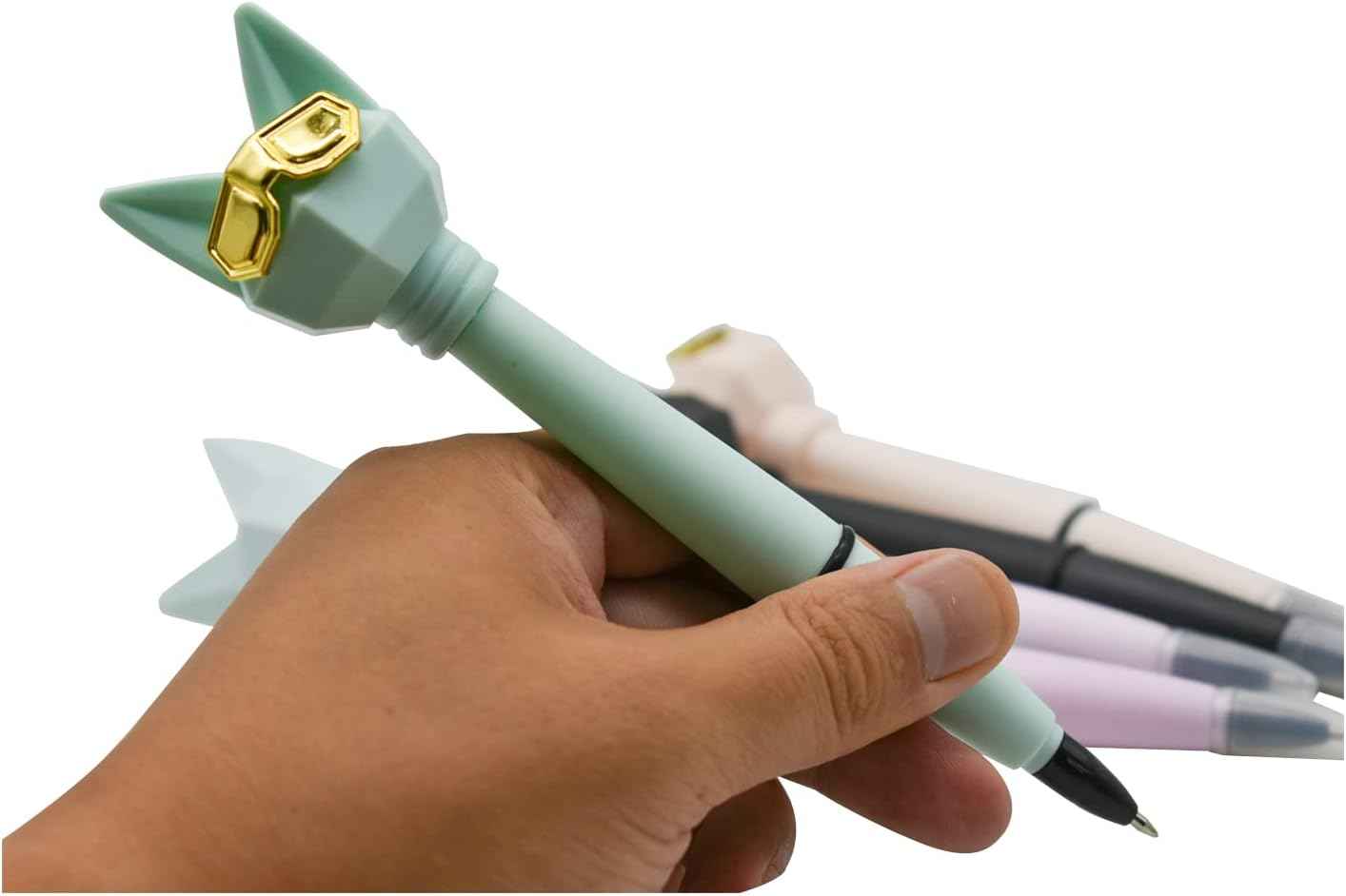 12PCS Cute Cat Ballpoint Pens Cartoon Wearing Golden Silver Glasses - TTpen