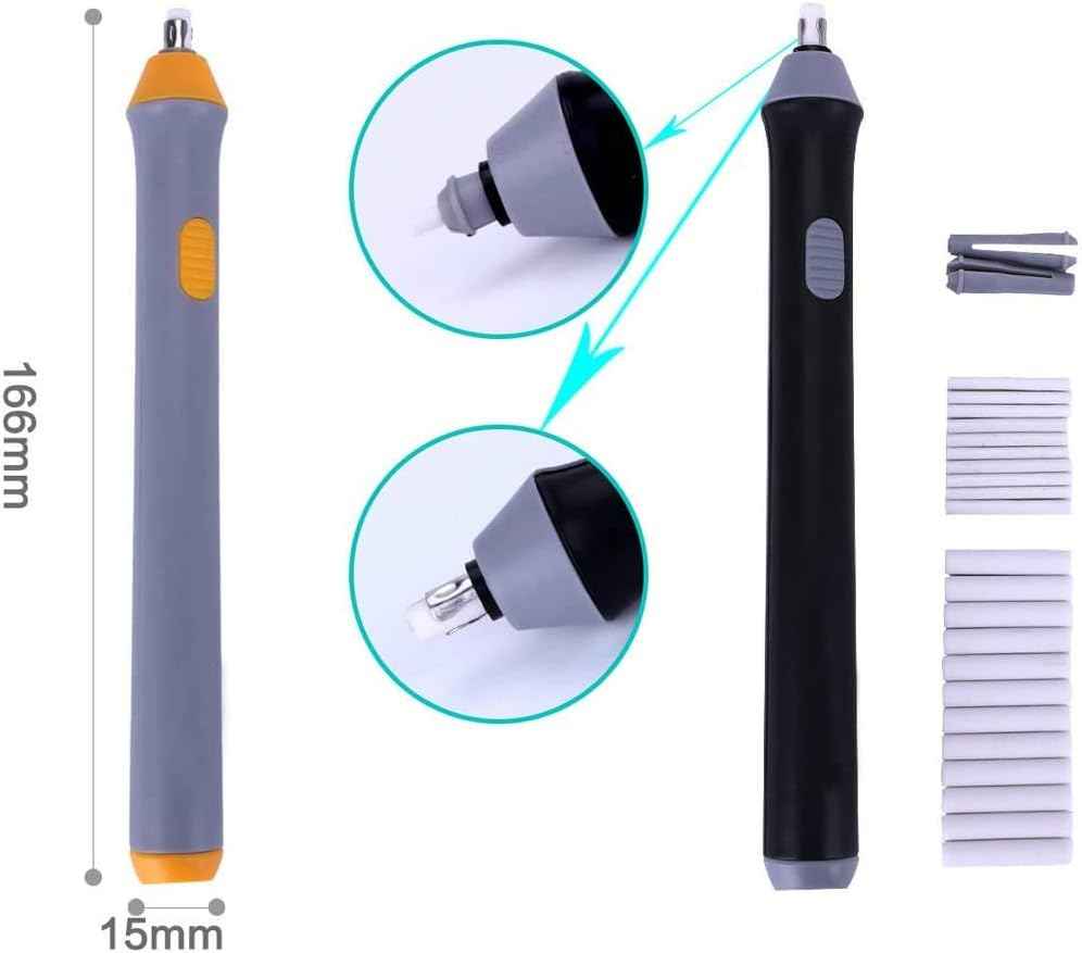 3 Colors Electric Erasers kit With 66 Eraser and 6 pcs Rubber Clips - TTpen