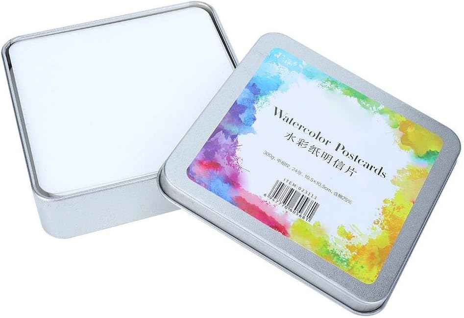 Watercolor Postcards,Paper Craft Art Supplies (Square Tin Box 24 Sheet) - TTpen
